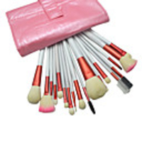 18Pcs Professional High Quality Pink Cosmetic Brush with Free Leather Case