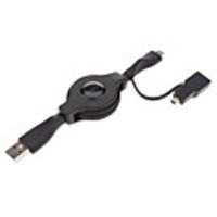 2 in 1 Retractable USB 2.0 to Mini 8 pin,  Micro USB for HTC,  SAMSUNG,  Smart Phone,  GPS (80cm)