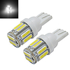 2pcs 1W T10 LED W5W Car Bulb Wedge Map Lamp Light 10 leds SMD 7020 Cold White DC 12V Lightinthebox