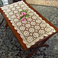 35"X16" Modern Stylish Handmade Cotton White Floral Table Runners