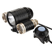 4-Mode Cree XML-T6 2 XP-G R5 Remote Control LED Flashlight for Bicycle(4x18650,  Black)