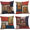 4 pcs Linen Natural / Organic Pillow Cover,  Print Rustic Square Zipper Traditional Classic Lightinthebox