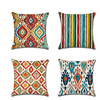 4 pcs Pillow Cover,  Geometric Premium Boho Square Traditional Classic Faux Linen Cushion for Sofa Couch Bed Chair Lightinthebox