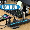 4-Port/7-Port USB To USB 2.0 Ultra-Mini Hub Adapter Hub Power On/Off Switch For PC Laptop Computer