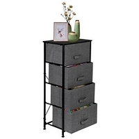 4-Tier Dresser Tower Fabric Drawer Organizer With 4 Easy Pull Drawers With Metal FrameWooden Tabletop For Living Room Closet Grey Lightinthebox