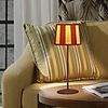 40W Classic Table Lamp with Stripe Pattern Leather Shade