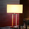 40W Minimalist Modern Table Light with Fabric Drum Shade and Polished Chrome Lamp Pole