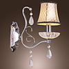 40W Modern Wall Light with Chandelier Feature Arm and Fabric Shade in Crystal Pendants Design