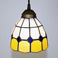 40W The Mediterranean-style blue yellow and white grid pattern Pendant Lights - 1 Light