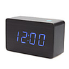 4.5" Black Wooden Design Blue Light Desktop Alarm Clock Thermometer (USB/4xAAA)