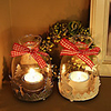 4.5"Christmas Tree And Moose Style Metal Candle Lantern(2 Pcs Set)