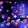 4th of July Decorations Lights 13ft 40LEDs Red White Bule Stars and American Flag String Lights 8 Modes Waterproof Fairy Lights with Remote for Independence Day Memorial Day Patriotic Decor Lightinthebox