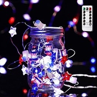 4th of July LED String Lights Independence Day Fairy Lights Battery Operated 8 Modes with Remote for American National Day Memorial Day Patriotic Party Supplies Decoration Lightinthebox