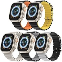5 Pack Ocean Band Compatible with Apple Watch band 38mm 40mm 41mm 42mm 44mm 45mm 49mm Elastic Two Tone Adjustable Soft Silicone Strap Replacement Wristband for iwatch Series Ultra 8 7 6 5 4 3 2 1 SE Lightinthebox