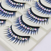 5 pairs False Eyelashes Blue With Rhinestones Thick And Exaggerated False Eyelashes Latin Dance Performance Colorful Eyelashes Lightinthebox