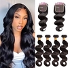 5x5 HD Lace Closure With 3 Bundles Brazilian Body Wave Bundles With Closure 10-30 Inch Long Hair Bundles Lightinthebox