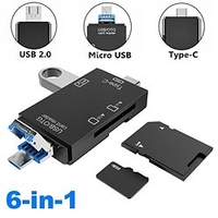 6 In 1 Multifunction Card Reader Flash TF SD Card Reader USB Type C MicroUSB Adapter Portable 3 Slots Memory Card Reader for MacOS Windows Linux PC Laptop Smartphone Lightinthebox