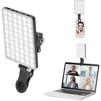 60 LED High Power Rechargeable Clip Fill Video Light with Front Back Clip Adjusted 3 Light Modes for Phone iPhone Android iPad Laptop for Makeup Selfie Vlog Video Conference Lightinthebox