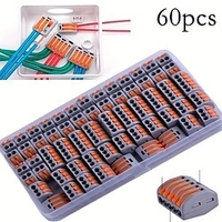 60pcs Lever Wire Nut Connectors - Compact Splicing Wire Connector Kit - Quick Wiring 28-12 AWG Assortment Kit