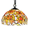 60W 1 - Light Tiffany Glass Pendent Light in Floral Designed Shade