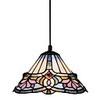 60W 1 - Light Tiffany Pendant Light with Glass Shade Lotus Pattern