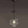 60W Artistic Pendant Light with Transparent Glass Candy-Box Shade in Factory Style