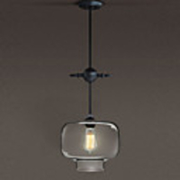 60W Artistic Pendant Light with Transparent Glass Candy-Box Shade in Factory Style