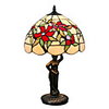 60W Beautiful Vintage Table Lamp With Red Flower And Green Leaf Pattern-Goddess Body Pole