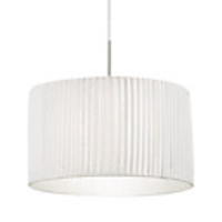 60W Comtemporary Pendant Light with 1 Light in White Fabric Shade