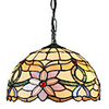 60W Contemporary 1- Light Tiffany Pendant Light in Glass Shade Flower Pattern