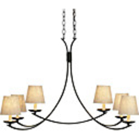 60W Contemporary Chandelier with 6 Lights and Fabric Shade