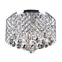 60W Contemporary Crystal Flush Mount with 4 Lights and Metal Drum Shade