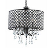 60W Contemporary Pendant Light with 4 Lights and Black Metal-Net Drum Shade