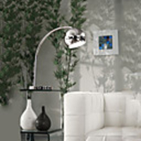 60W Contemporary Table Lamp with Metal Globe Shade and Arc Lamp Arm