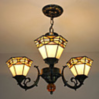60W Contemporary Tiffany Style Chandelier with 3 Lights