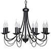 60W E14 8-light Black Iron Chandelier in Candle Feature