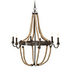 60W E14 Metal Chanelier with Flax Ropes 6 Lights