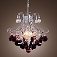 60W E27 Wine Red Chandelier in Crystal Ball Feature