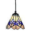 60W Glass Tiffany Pendant Light in Purple Flower Pattern