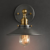 60W Minimalist Rustic Wall Light with Black Metal Shade