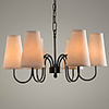 60W Modern Chandelier with Black Metal Bracket and Fabric Shade