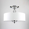 60W Modern Flush Mount with 3 Lights and White Fabric Drum Shade