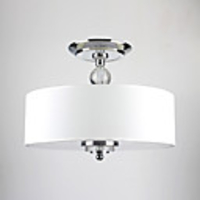 60W Modern Flush Mount with 3 Lights and White Fabric Drum Shade