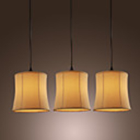 60W Modern Pendant Light with 3 Lights and Fabric Drum Shade