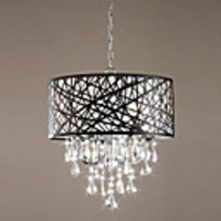 60W Modern Pendant Light with 4 Lights and Black Metal Drum Shade
