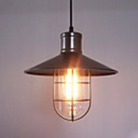 60W Modern Pendant Light with Metal Frame and Shade in Old Factory Style