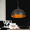 60W Nature inspired Modern Pendant with Black Hemispherical Metal Shade