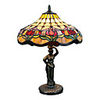 60W Retro Elegant Table Lamp With Lotus Flower Pattern -Goddess Body Pole