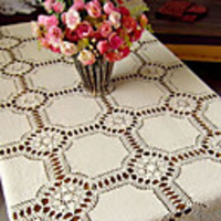 63"X47" Modern Stylish Handmade Cotton Beige Floral Solid Table Cloth