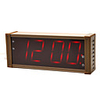 7" Red LED Digital Aluminum Alarm Clock Calendar Thermometer (Brown,  AC 100-240V)